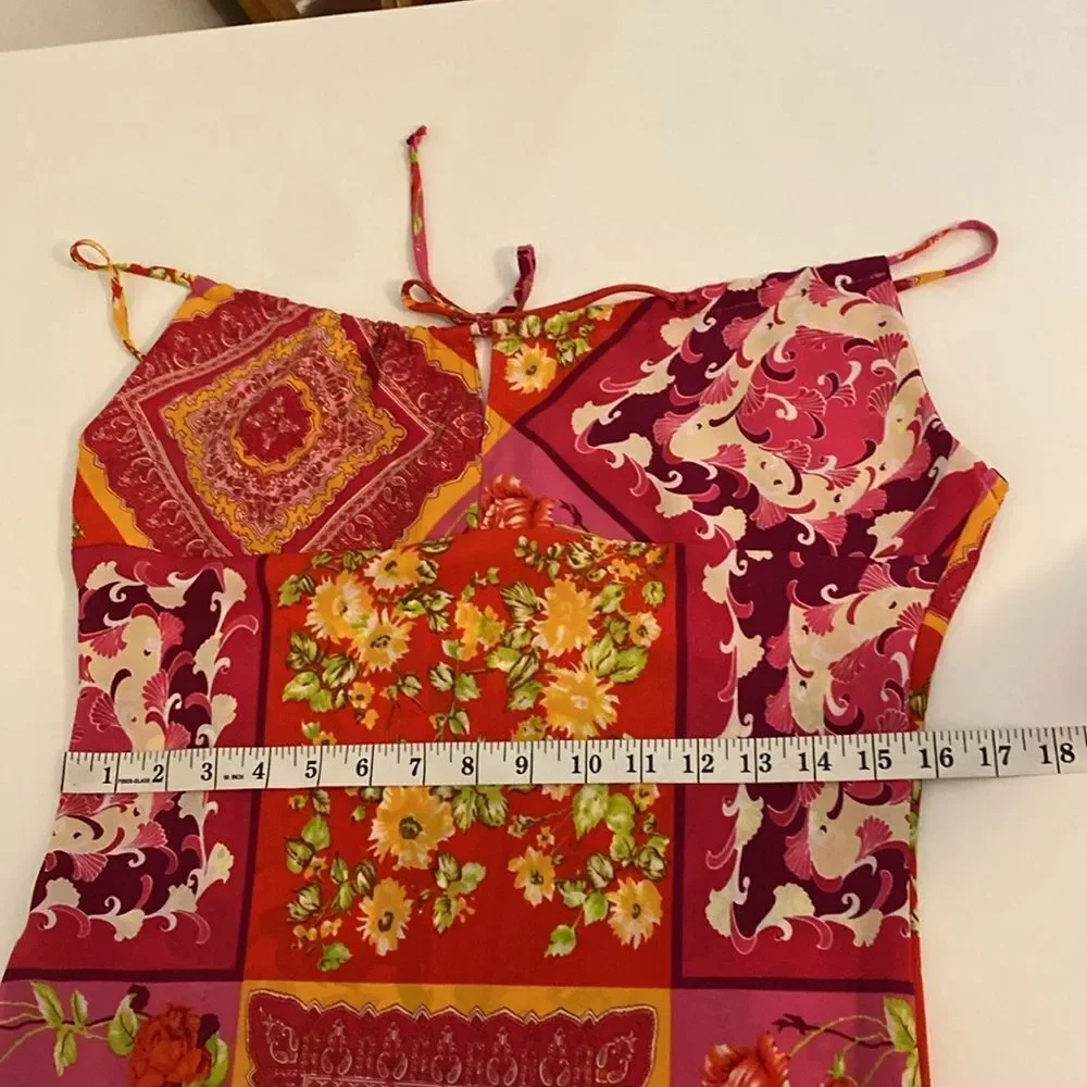 Vintage 90's Floral Patchwork Bohemian Midi Sundress Size Medium